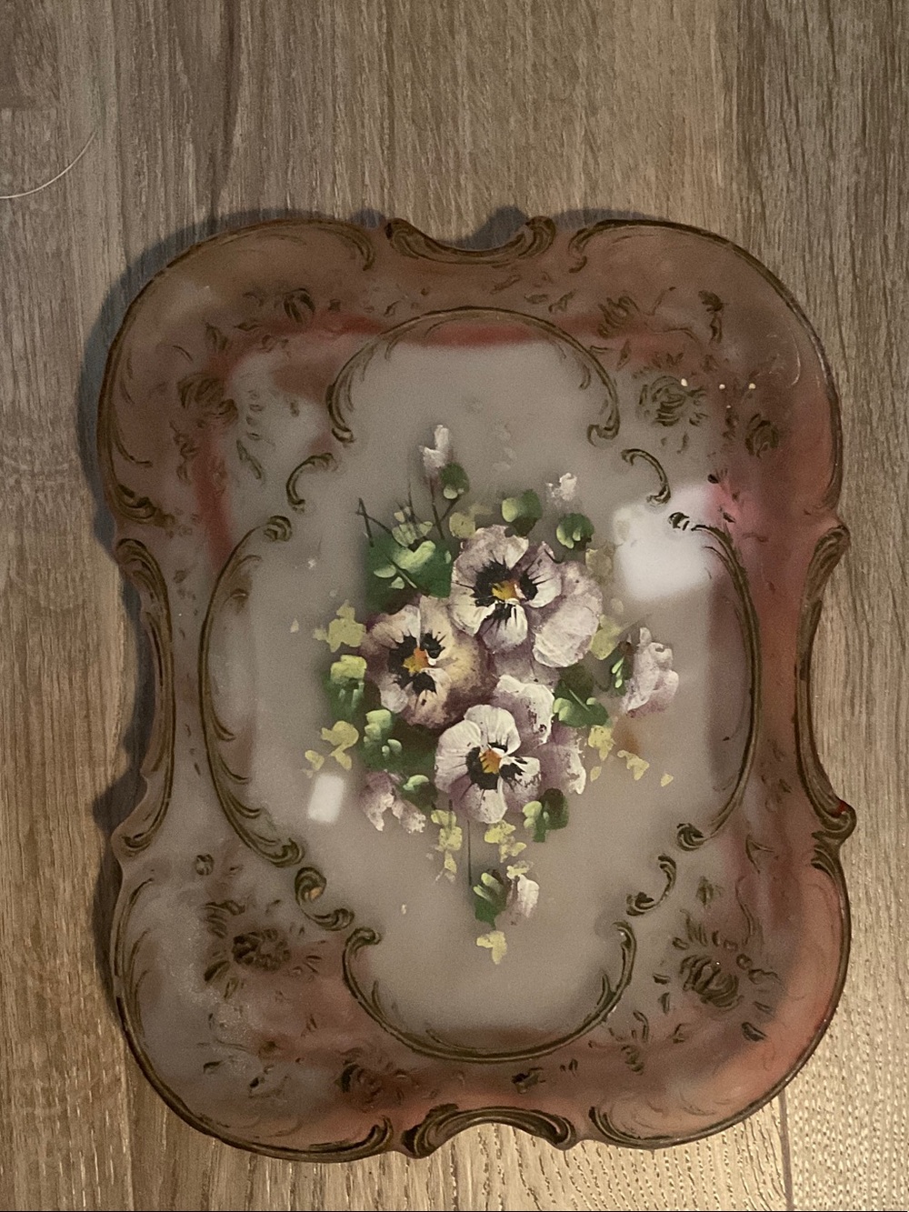 Source Unknown Pink and Cream Floral Wall Plaque